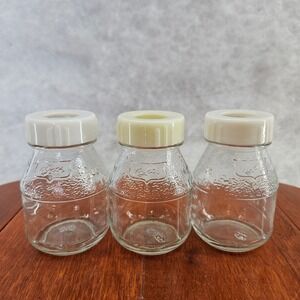 Wyeth Set of 3 Glass Jars with Lids Milk Juice Baby Food Storage Containers‎ 3oz